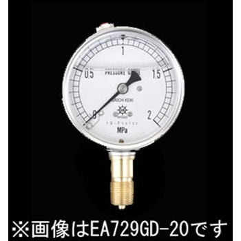 EA729GD-250 60mm/ 0-25MPa 圧力計(グリセリン入) エスコ G1/4 A枠(立