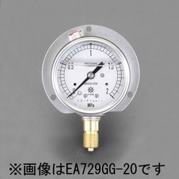 75mm/0-3.0MPa つば付圧力計(グリセリン入) エスコ