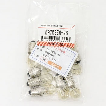 220V/5.0W/E12  パネル球(10個) エスコ