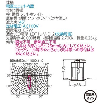 LED常夜灯 東芝ライテック ダウンライト 【通販モノタロウ】