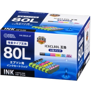 INK-E80LB-6P 互換インク エプソン E80LB増量タイプ 1個(6個) オーム ...
