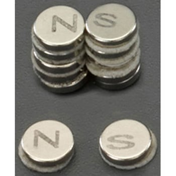 Φ6.4x1.5mm マグネットディスク(粘着付/N・S各6個) エスコ