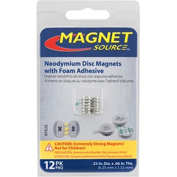 Φ6.4x1.5mm マグネットディスク(粘着付/N・S各6個) - エスコ