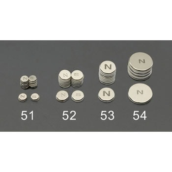 Φ 19x1.5mm マグネットディスク(粘着付/N 各5個) エスコ