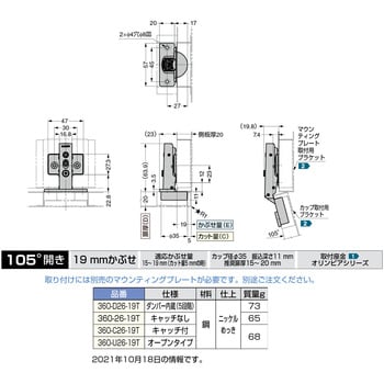 オリンピア スライド丁番360 スガツネ(LAMP) 【通販モノタロウ】