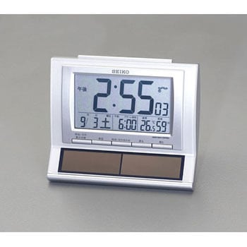 107x140x72mm [電波]置 時 計(ソーラー電源) エスコ