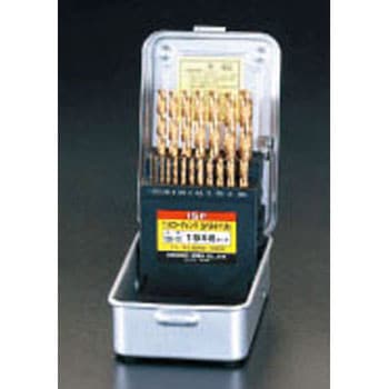 1.0- 10mm ドリルセット(19本組/Tin Co-HSS) エスコ