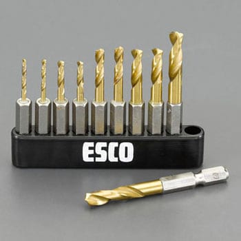 正規品）エスコ 2.0- 6.0mm/10本組 ストレートドリル（TiN-HSS