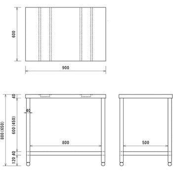 ステンレス作業台 三方枠(SUS430)