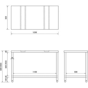 HTSA-1200 ステンレス作業台 三方枠(SUS430) 1台 東製作所 【通販