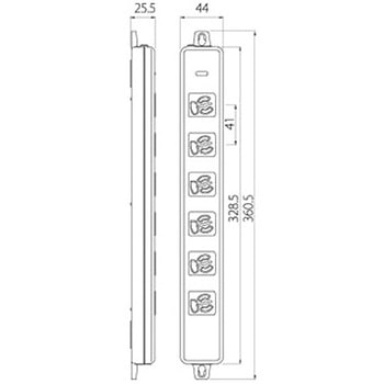 AC125V/15Ax 3m タップ(6口・接地抜け止・MG付) エスコ