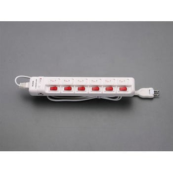 AC125V/15Ax 2m タップ(個別スイッチ・雷サージ) エスコ