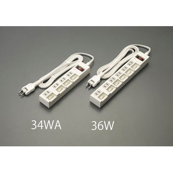 AC125V/15Ax 2m タップ(4口・個別・集中SW/白) エスコ