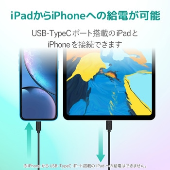 Lightningケーブル C-Lightning PD対応 やわらか スリムコネクタ 認証品 USB タイプC ライトニング スマートフォン タブレット エレコム