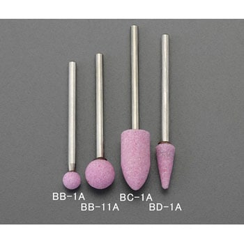 Φ10mm/3mm軸 軸付砥石(丸/赤) エスコ