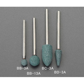Φ10mm/3mm軸 軸付砥石(丸/緑) エスコ