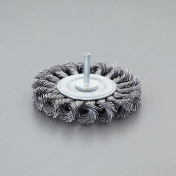 75mm/6mm軸 軸付ブラシ(平型/スチール製ツイスト) エスコ