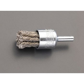 19mm/6.4mm軸 エンド型軸付ブラシ(ステンレス製) - エスコ