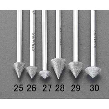 6.0x6.0mm/60° ダイヤモンドバー(傘型/3mm軸) エスコ