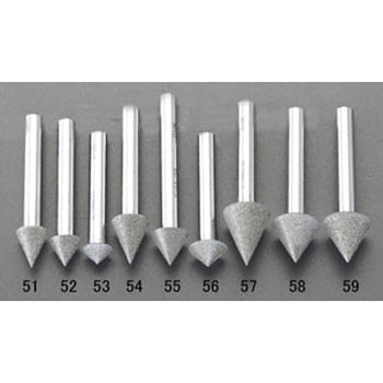 10x 5mm ダイヤモンドバー(傘型 90°/6mm軸) エスコ