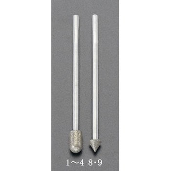6.0x70mm ダイヤモンドバー(傘型90°/3mm軸) エスコ
