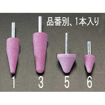 19x63mm/6mm軸 軸付砥石(赤) エスコ