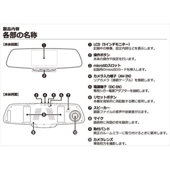 Ndr Rc177m ルームミラー型 ドライブレコーダー リアカメラ搭載 前後 Dia Dora 1台 エンプレイス 通販サイトmonotaro