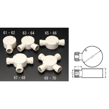 Φ16mm 露出ボックス(フレキ管用/直型2方向) エスコ