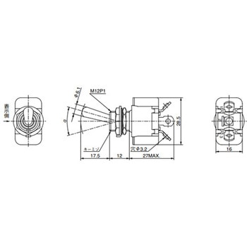 125V/15A(12mm) 単極双投/トグルスイッチ エスコ