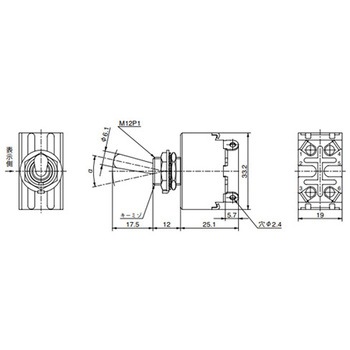 125V/15A(12mm) 2極双投/トグルスイッチ エスコ