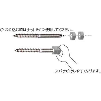 M8x100mm スクリューボルト(ステンレス製) エスコ