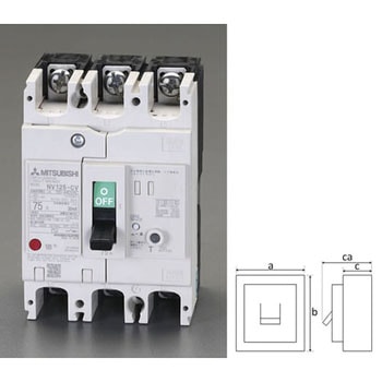 AC100-440V/ 60A/3極 漏電遮断器(フレーム100) エスコ
