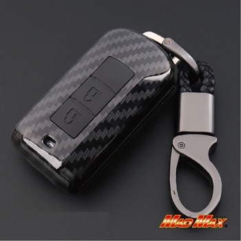三菱車専用 カーボン調 スマートキーケース アウトランダー/RVR 2ボタン式 TYPE1 キーホルダー付き - MAD MAX(マッドマックス)
