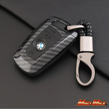 BMW専用 カーボン調 スマートキーケース 5シリーズ/3シリーズ 4ボタン式 TYPE1 キーホルダー付き MAD MAX(マッドマックス)