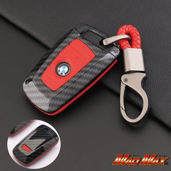 BMW専用 カーボン調 スマートキーケース 5シリーズ/3シリーズ 4ボタン式 TYPE1 キーホルダー付き - MAD MAX(マッドマックス)