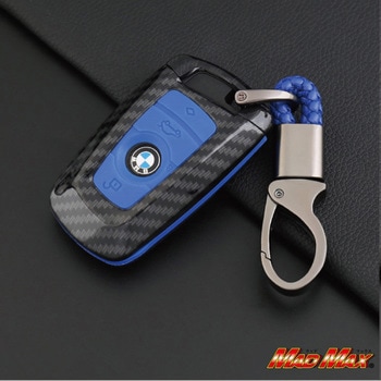 BMW専用 カーボン調 スマートキーケース 5シリーズ/3シリーズ 4ボタン式 TYPE1 キーホルダー付き - MAD MAX(マッドマックス)