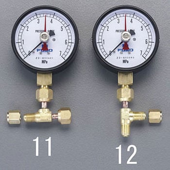 EA301KA-12 0～7MPa 置針式圧力計(アダプター付/タテ型) エスコ A枠(立
