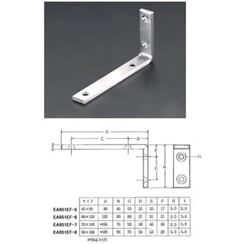 60x120x16mm アングル(ステンレス製) エスコ