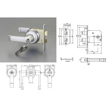 EA951KB-24 32-40mm/ 64mm レバーハンドル玄関錠(取替用) 1個 エスコ