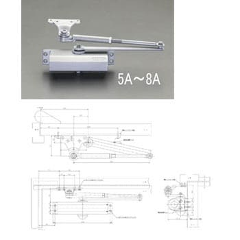 EA951LD-7A 65kg以下 ドアクローザー(パラレル型/シルバー) 1個 エスコ