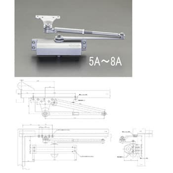 EA951LD-8A 85kg以下 ドアクローザー(パラレル型/シルバー) 1個 エスコ