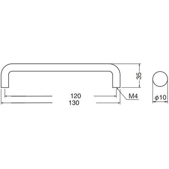 ステン10Φ丸棒ハンドル シロクマ