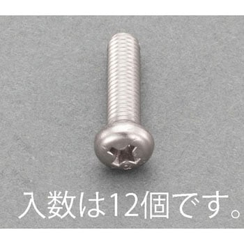 M6x16mm ナベ頭小ねじ(ステンレス/有磁性/12本) エスコ