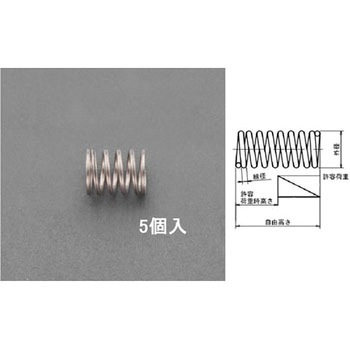 7.0x0.6 / 14.0mm 押しスプリング(ステンレス/5本) エスコ