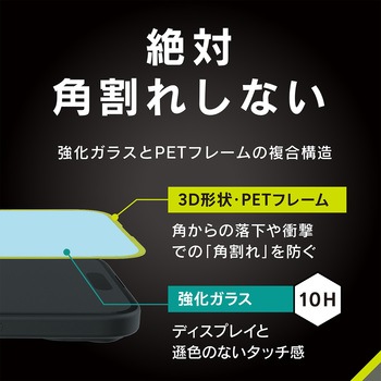 iPhone 15 / 15 Pro / 14 Pro [ナノコート] ウルトラクリア 複合フレームガラス 光沢 トリニティ