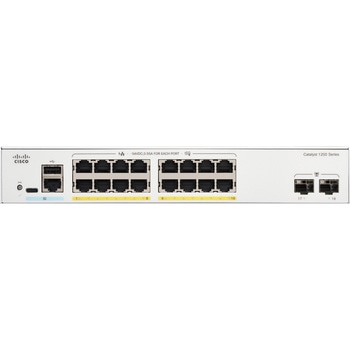 Catalyst 1200 スマート スイッチ 16 ポート GE PoE 2x1GE SFP 金属筐体 静音ファンレス Cisco(シスコ)