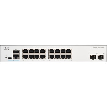 Catalyst 1300 マネージド スイッチ 16 ポート GE 2x1GE SFP 金属筐体 静音ファンレス Cisco(シスコ)
