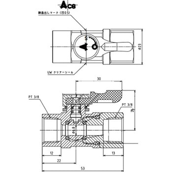 Rc3/8"xRc3/8" ミニボールバルブ(ステンレス製) エスコ
