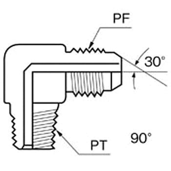 G 3/8"xR 3/8"/90° ニップル(油圧用) エスコ