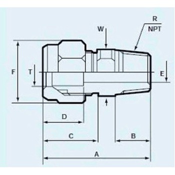 10mmxR 1/4" コネクタ(雄ねじ/フッ素樹脂) エスコ